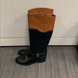 Tommy Hilfiger black and brown rinding boots